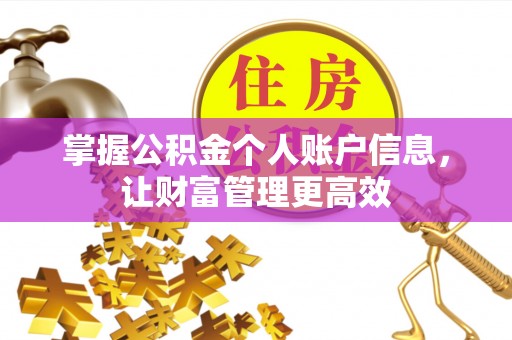 子长掌握公积金个人账户信息，让财富管理更高效