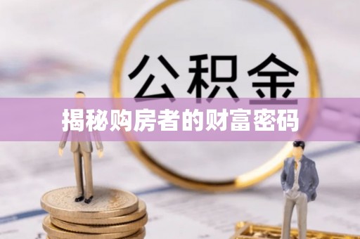 子长揭秘购房者的财富密码